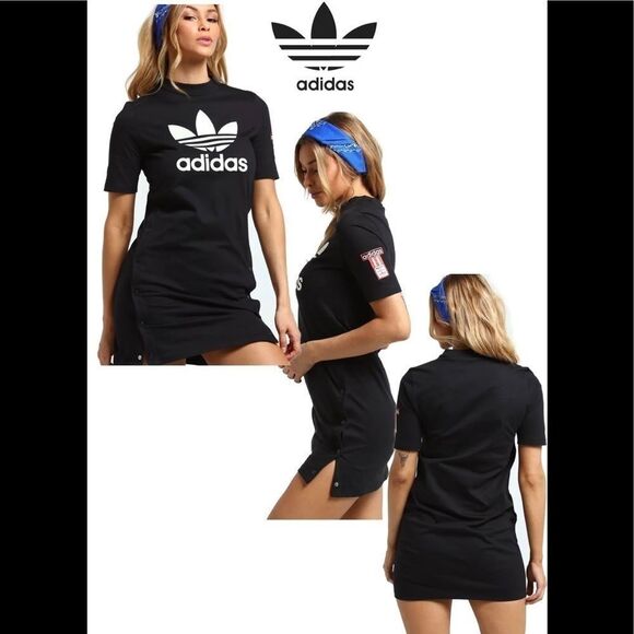 Adidas originals three stripes Cotton short sleeve Logo dress Sz XS - Picture 14 of 14